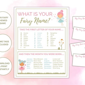 What is Your Fairy Name Printable Game | Fairy Themed Party Game | Fairy Name Game