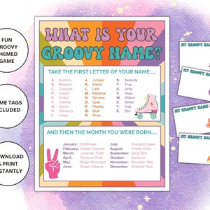 What is Your Groovy Name Printable Game | Groovy Themed Party Game | Groovy Name Game