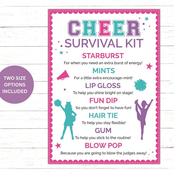 Printable Cheer Survival Kit | Cheer Competition Gift Idea| Cheerleader Gift| Cheer Studio Gift | Cheer Treat Bags