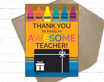 Titular de la tarjeta de regalo de agradecimiento del maestro / Apreciación del maestro / Regalo de fin de año escolar / Tarjeta de agradecimiento del maestro