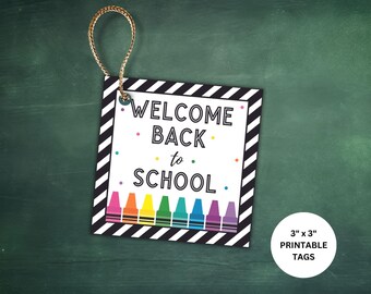 Bienvenido de regreso a la escuela Etiquetas de regalo / Regalo de maestro de regreso a la escuela / Regalo del personal de regreso a la escuela / Feliz primer día de regalo de clase escolar