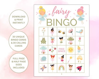 30 druckbare Bingokarten mit Fee | Wunderliche Feen Gesellschaft Spiele | Feen-Themen-Party-Tätigkeit