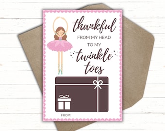 Printable Dance Teacher Thank You Gift Card Holder | Dance Teacher Appreciation | Dance Teacher Gift  |  Ballet Teacher Gift