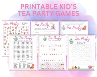 Printable Tea Party Games | Kid's Tea Party Activity Set | Children's Tea Party Games | Tea Party Games Bundle