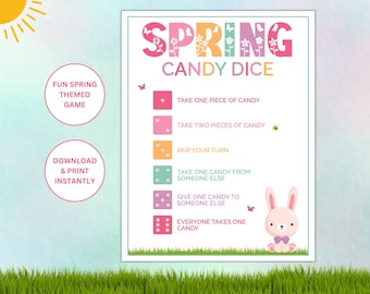 春のキャンディ ダイス 印刷可能なゲーム | 春のパーティーをテーマにしたゲーム | 簡単な春のパーティー アクティビティ | 春の教室ゲーム