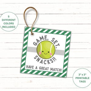 Tennis Match Day Treat Tags | Tennis Player Treat Bag Tags| Tennis Goodie Bag | Tennis Team Gift Idea | Tennis Snack Tag