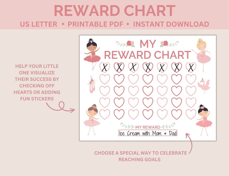 Ballerina Reward Chart Printable| Potty Training Chart | Kids Behavior ...