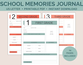 Printable School Memory Pages | Kids School Keepsake Journal | Back to School | School Memory Box | School Organizer | School Memory Binder