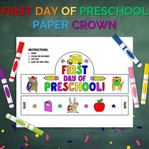 1st Day of Preschool Crown | First Day of Pre-K | First Day of School Crafts | Welcome Back to School Crafts | Paper Crown for Kids