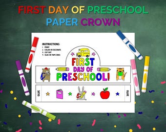 1st Day of Preschool Crown | First Day of Pre-K | First Day of School Crafts | Welcome Back to School Crafts | Paper Crown for Kids