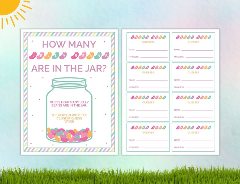 Printable Jelly Bean Guessing Game Sign and Cards Guess How Many Printable Jelly Bean Guessing Game Sign and Cards Guess How Many