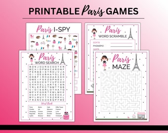 Printable Paris Games | Paris Activity Set | Paris Party Games | Paris Games Bundle