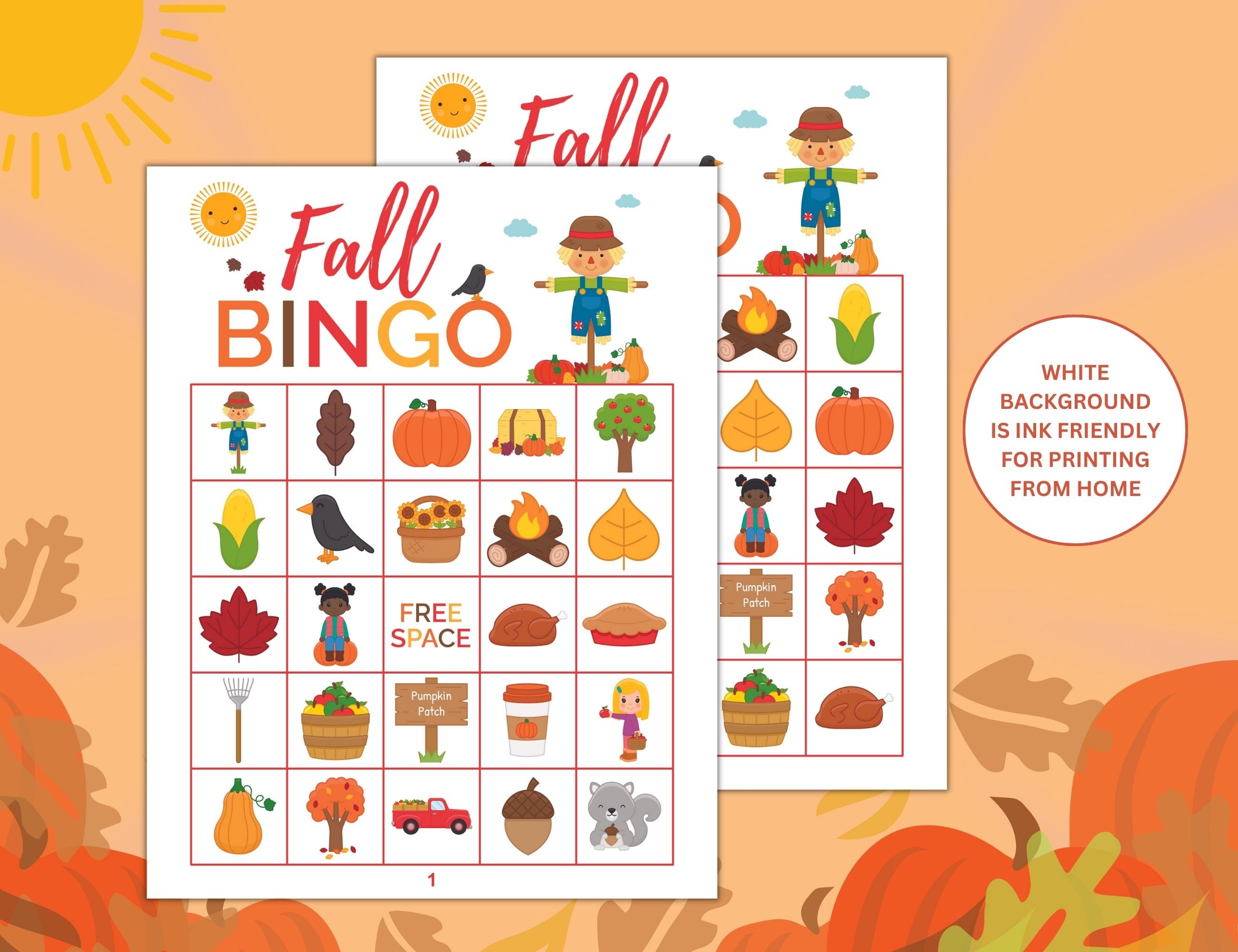 30 Printable Fall Bingo Cards Fall Bingo for Kids Fall Classroom