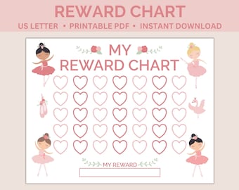 Ballerina Reward Chart Printable| Potty Training Chart | Kids Behavior Chart | Sticker Reward Chart | Instant Download