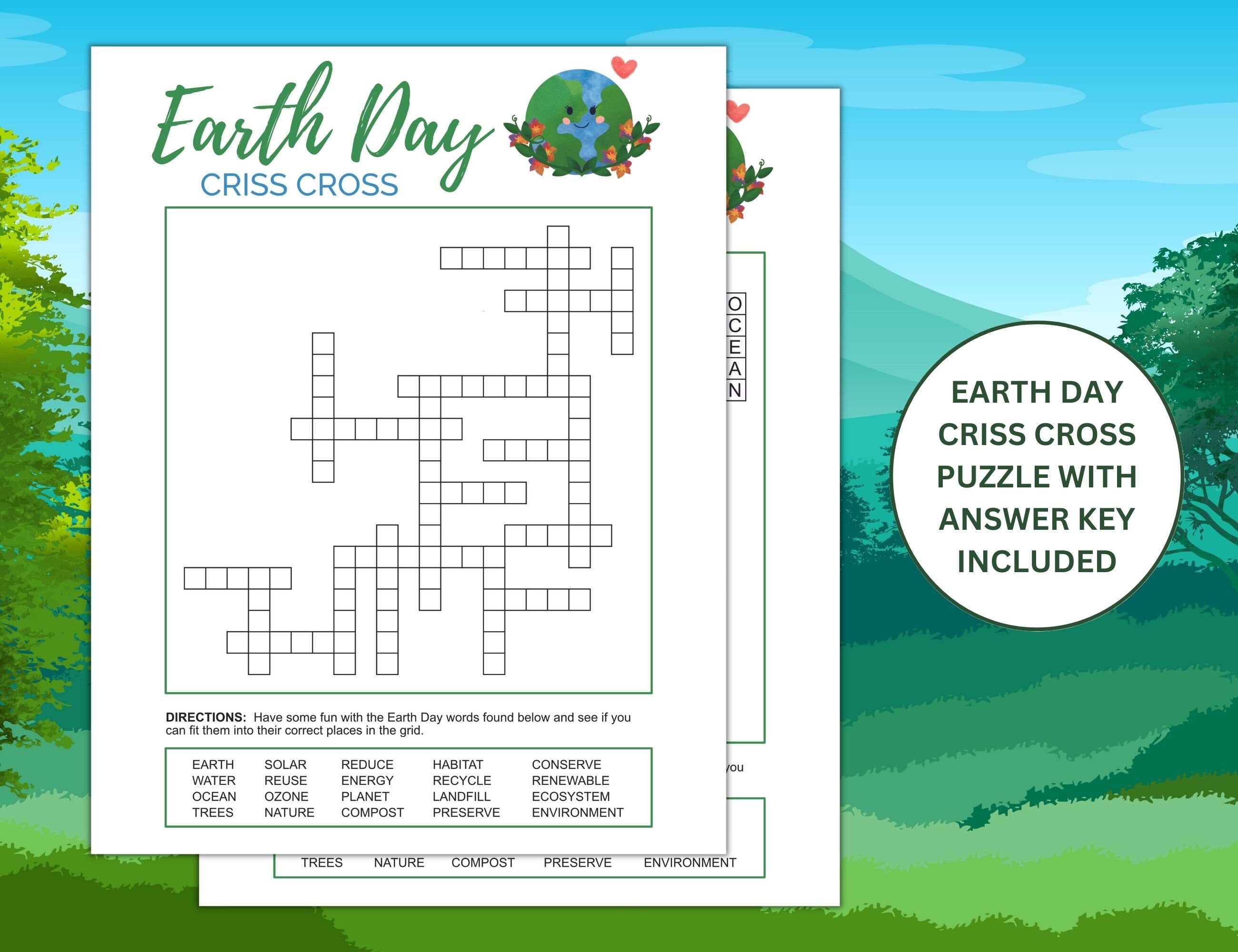 Earth Day Criss Cross Word Puzzle | Earth Day Word Game for Students ...