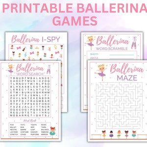 Printable Ballerina Games | Ballerina Activity Set | Ballerina Party Games | Ballet Games Bundle