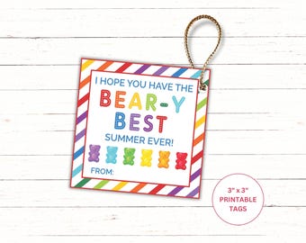 Etiqueta "El mejor verano de la historia" de Bear-y / Etiqueta de regalo con ositos de goma / Regalos de fin de curso para estudiantes / Regalo de vacaciones de verano / Etiqueta de recuerdo de verano para el aula