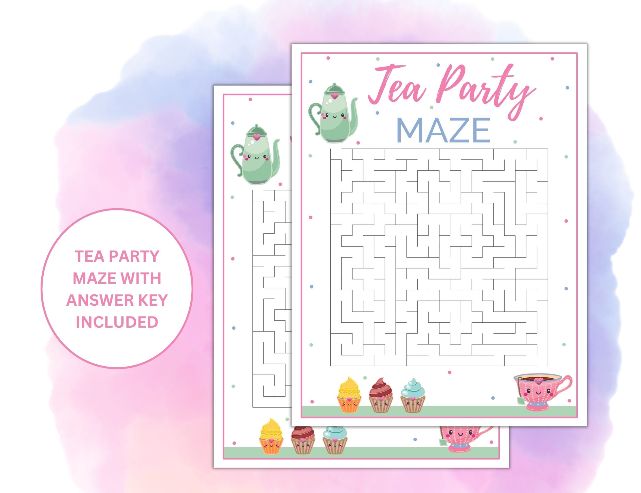 Printable Tea Party Games Kid's Tea Party Activity Set Children's Tea