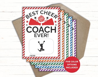 Regali stampabili per allenatori di cheerleading / Biglietto di ringraziamento per allenatori di cheerleading / Il miglior allenatore di cheerleading di sempre / Porta biglietti di ringraziamento per allenatori di cheerleading / Regalo per allenatori di cheerleading