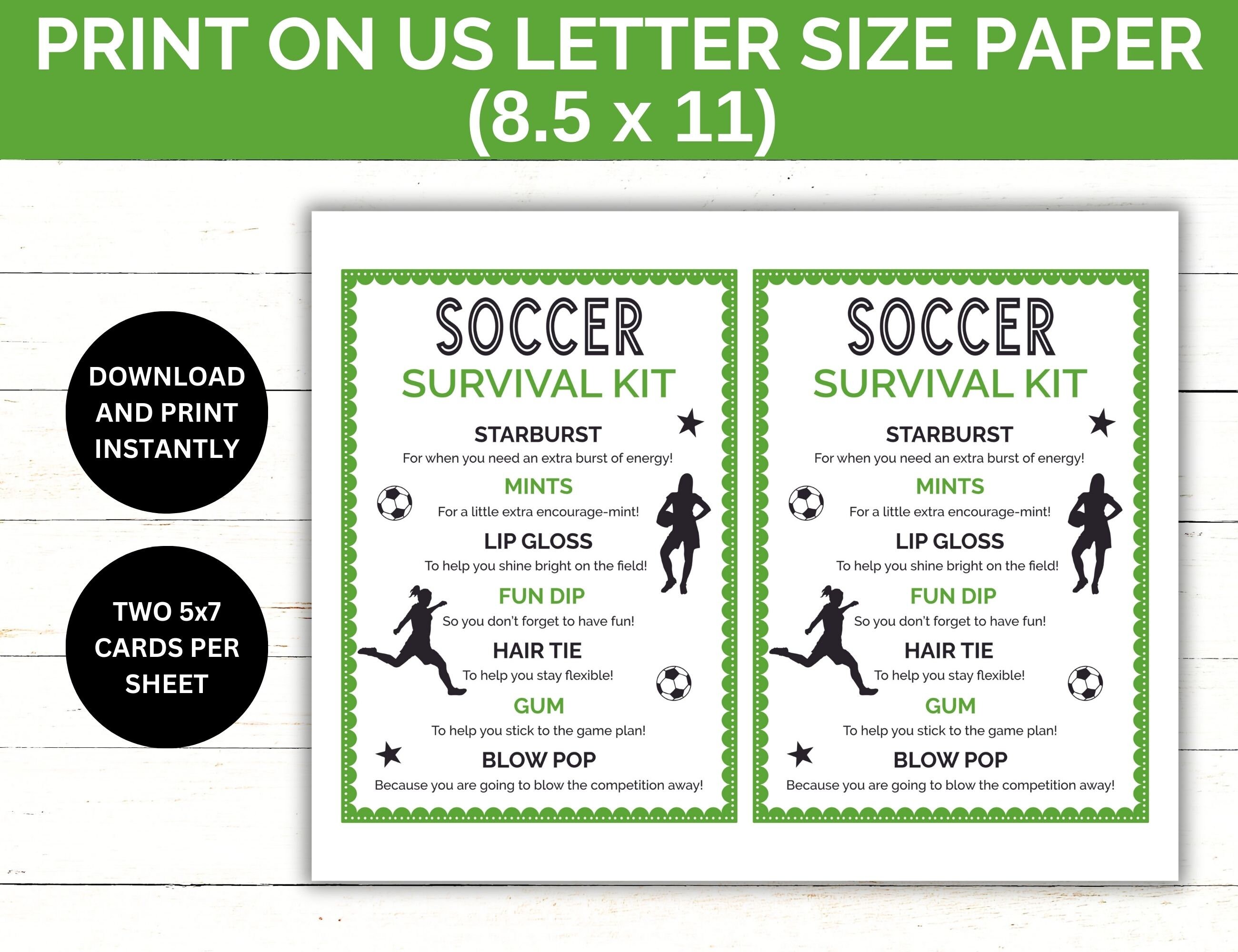 Printable Soccer Survival Kit | Soccer Team Gift Bag Idea | Soccer Team ...