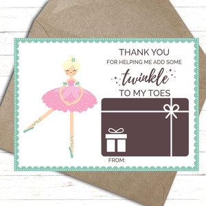 Printable Dance Teacher Thank You Card | Gift Card Holder | Dance Teacher Appreciation | Dance Teacher Gift  |  Ballet Teacher Gift