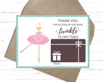 Printable Dance Teacher Thank You Card | Gift Card Holder | Dance Teacher Appreciation | Dance Teacher Gift  |  Ballet Teacher Gift
