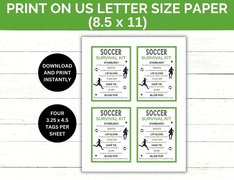 Printable Soccer Survival Kit | Soccer Team Gift Bag Idea | Soccer Team ...