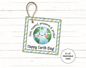 Happy Earth Day Printable Tag | Earth Day Seed Packets Tag | Earth Day Class Treats Gift Tag | Earth Day Party Favors