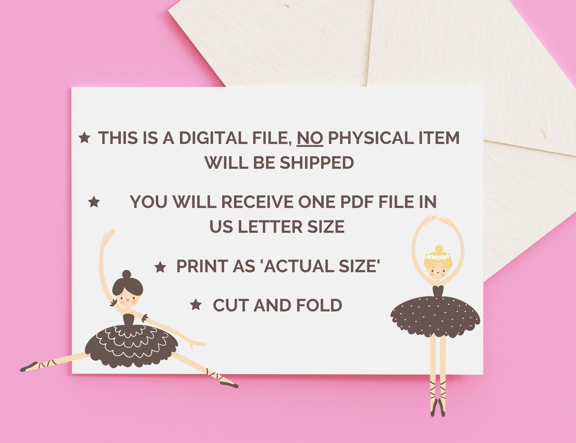 Printable Dance Teacher Card Dance Recital Card Ballerina Card Dance