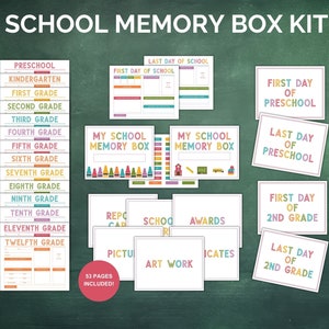 School Memory Box Kit Printable | Kids School Keepsake Journal | Back to School Memory Sheets| School Organizer | School Memory Binder