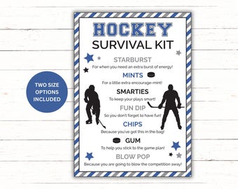 Printable Hockey Survival Kit | Hockey Player Gift Idea| Hockey Team Gift Bag Idea | Hockey Team Goodie Bag | Hockey Game Day Gift