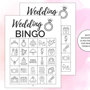 30 Printable Wedding Themed Bingo Cards | Bridal Shower Bingo Game ...