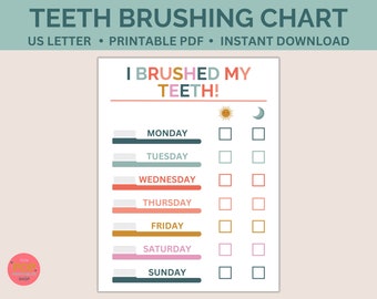 I Brushed My Teeth Printable |  Teeth Brushing Chart | Weekly Brushing Checklist | Teeth Brushing Schedule | Brushing Tracker