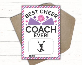 Regali stampabili per allenatori di cheerleading / Biglietto di ringraziamento per allenatori di cheerleading / Il miglior allenatore di cheerleading di sempre / Porta biglietti di ringraziamento per allenatori di cheerleading / Regalo per allenatori di cheerleading