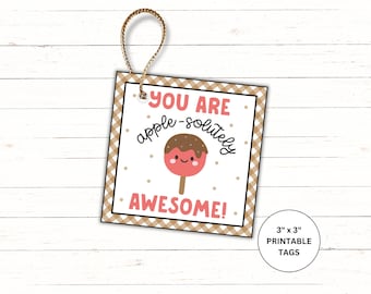Caramel Apple Gift Tag | Candy Apples Printable | Applesolutely Awesome | Caramel Apple Kit | Fall Favor Tags | Autumn Treats