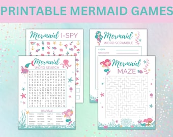 Printable Mermaid Games | Mermaid Activity Set | Mermaid Party Games | Mermaid Games Bundle