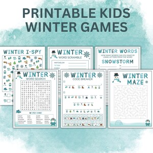 Printable Winter Party Games | Winter Kids Activity Pack | Winter Classroom Party Games | Winter Games Bundle