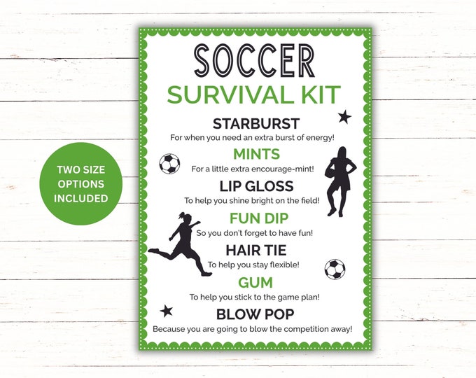 Soccer Survival Kit Gift Tags Printable Soccer Team Survival Kit Soccer ...