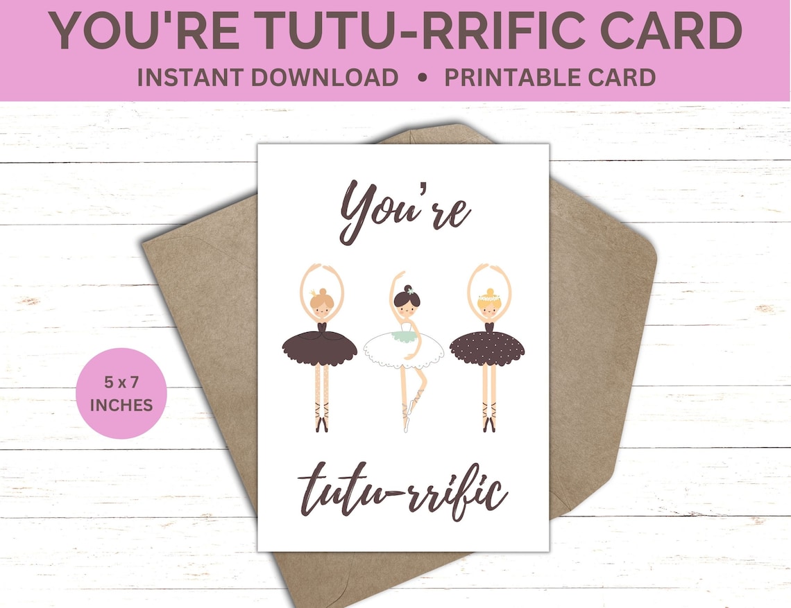 Printable Dance Teacher Card Dance Recital Card Ballerina Card Dance