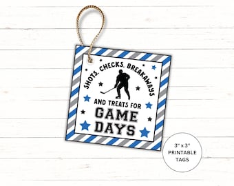 Hockey Goodie Bag Tags for Games | Hockey Game Day Bag Tags | Hockey Player Treat Bag Tags | Hockey Team Gift | Hockey Snack Labels | Favors