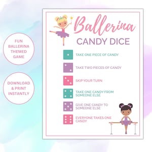 Ballerina Candy Dice Printable Game | Ballerina Party Themed Game | Easy Ballerina Party Activity