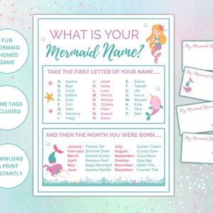 What is Your Mermaid Name Printable Game | Mermaid Themed Party Game | Mermaid Name Game