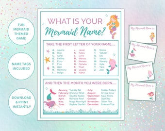 What is Your Mermaid Name Printable Game | Mermaid Themed Party Game | Mermaid Name Game