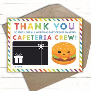 Lunch Lady Wertschätzung Geschenkkartenhalter | Cafeteria Personal Geschenk | Cafeteria Crew Geschenk zum Schulabschluss | Lunch Hero Squad Danke