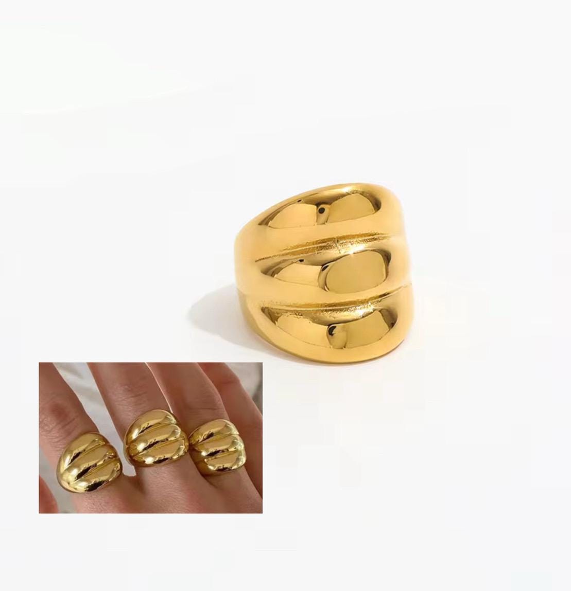 Anelli in acciaio inossidabile 316L per donna Placcato in oro 18 carati con zirconi colorati Anello di apertura semplice da donna impermeabile senza appannamento  36