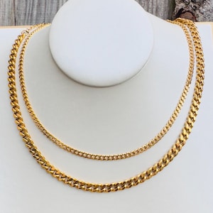 Thick 18k Gold Cuban Chain Necklace - Stainless Steel Unisex Design