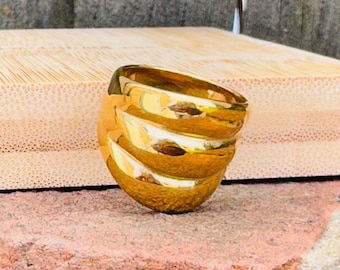 Anillo grueso chapado en oro de 18 quilates: acero inoxidable resistente al agua