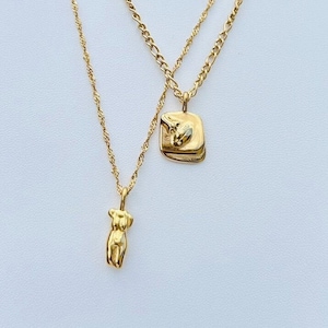 18K Gold Plated Body Pendant Abstract Face Necklace - Minimalist Necklace - Non Tarnish Waterproof Hypoallergenic Necklace For Women
