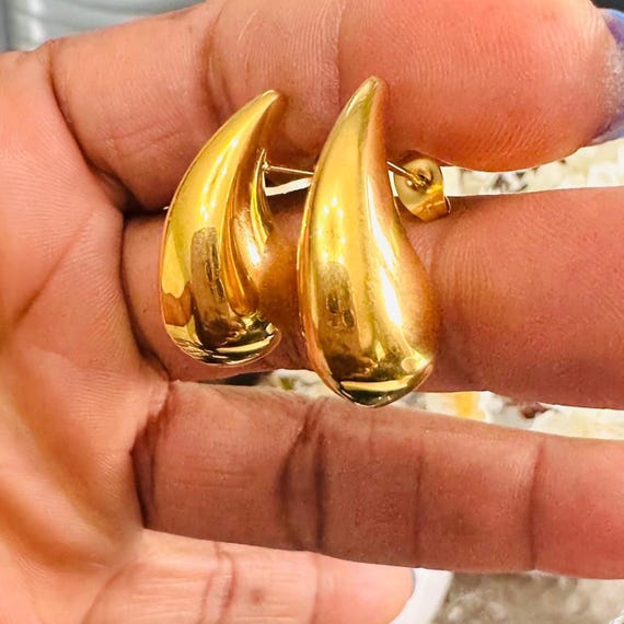 Orecchini A Goccia Placcati Oro 18 Carati – Cerchi Intrecciati Minimal – Diametro 3,5 Cm, Rame Placcato - 2