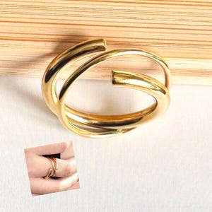 Doppelschicht Ring - Kreuz Massiv Ring für Frauen - Wasserdicht Minimalist 18K Vergoldet Stilvolles Schmuck Geschenk für Sie